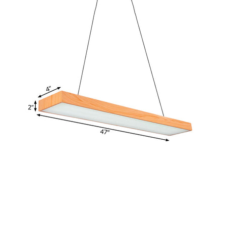 Minimal Rectangular Wooden Led Pendant Lamp - 4/8/12 Wide Beige Office Ceiling Hanging Light (A/B)