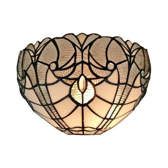 Stained Glass Wall Sconce: Traditional Bowl Design | 1 Head Mini Lighting For Living Room