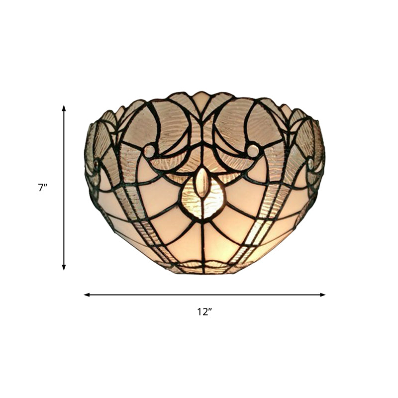 Stained Glass Wall Sconce: Traditional Bowl Design | 1 Head Mini Lighting For Living Room