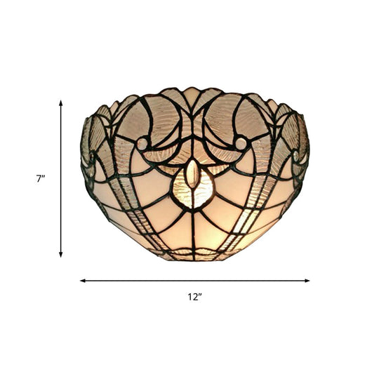 Stained Glass Wall Sconce: Traditional Bowl Design | 1 Head Mini Lighting For Living Room