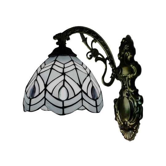 Tiffany-Style Peacock Wall Sconce With Stained Glass For Bedroom Lighting