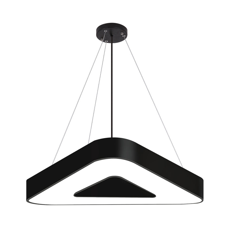 Modern Triangle Pendant Lamp With Led Lighting For Offices - Available In White Or Black Finish
