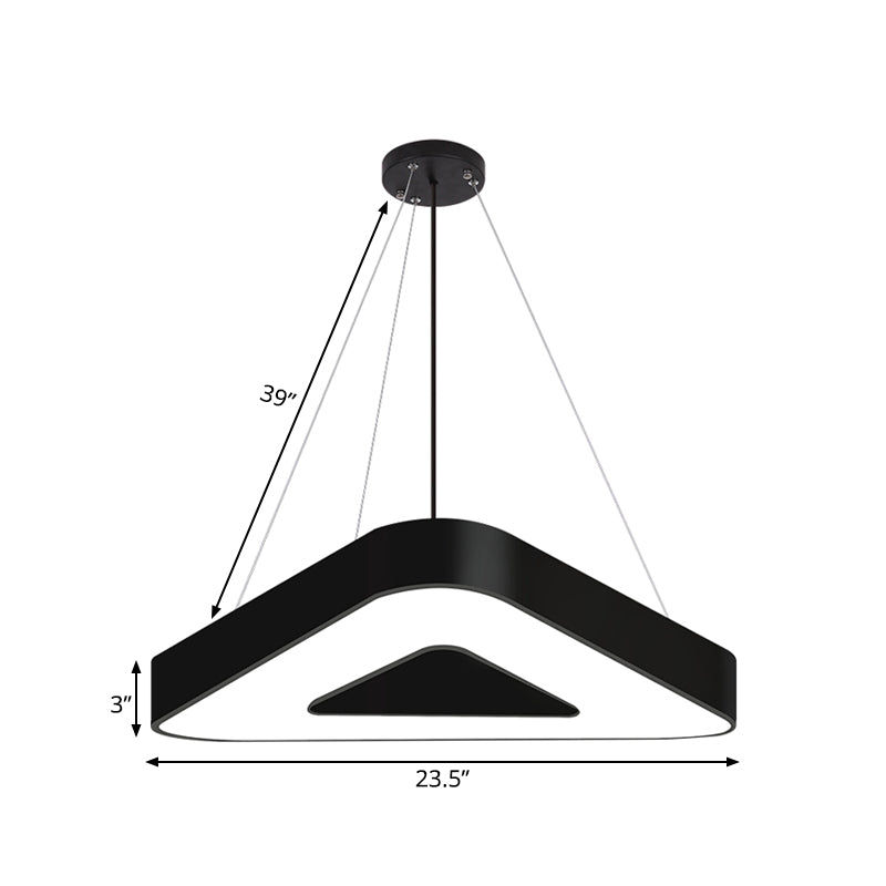 Modern Triangle Pendant Lamp With Led Lighting For Offices - Available In White Or Black Finish