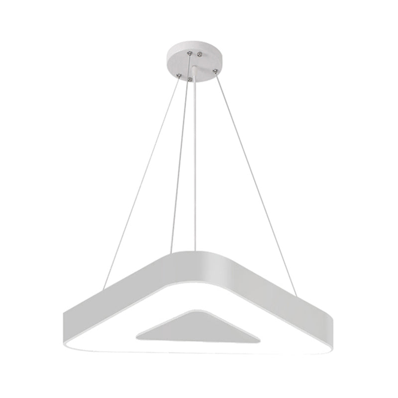 Modern Triangle Pendant Lamp - Metal Led Hanging Light For Office With White/Black Finish And Wide