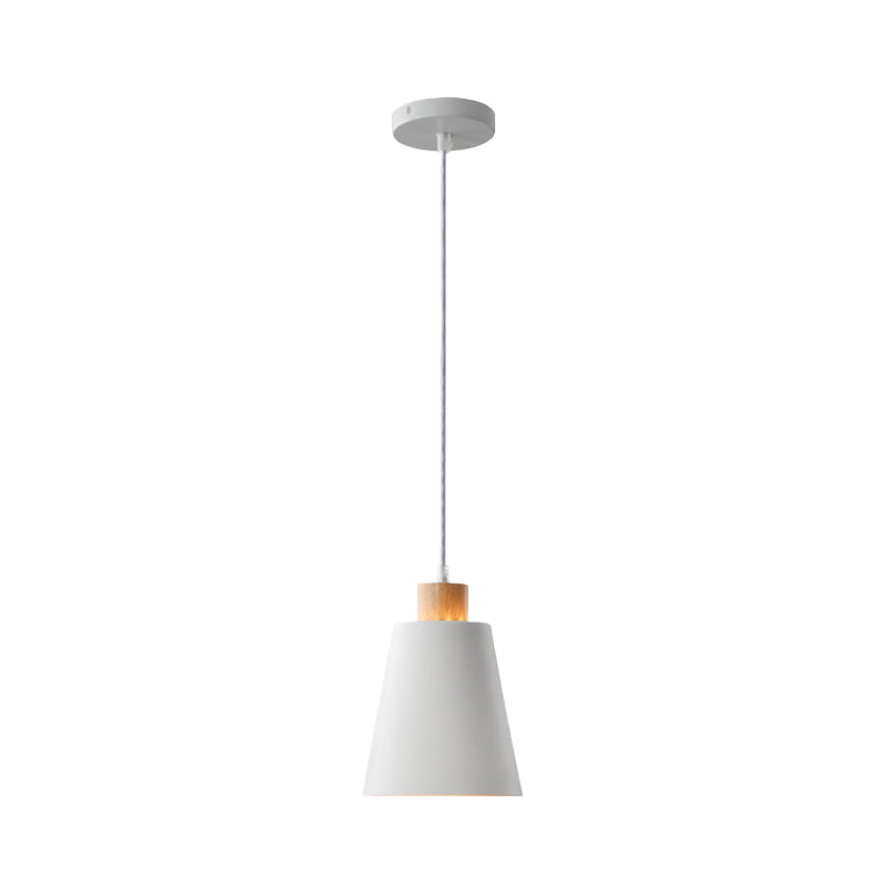 Modern Bucket Pendant Lamp In Metallic White Finish - Stylish Hanging Light For Hallway With
