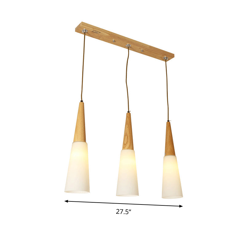 Opal Glass Slim Cone Pendant Light In White - Simple Style For Corridor/Hanging Lamp