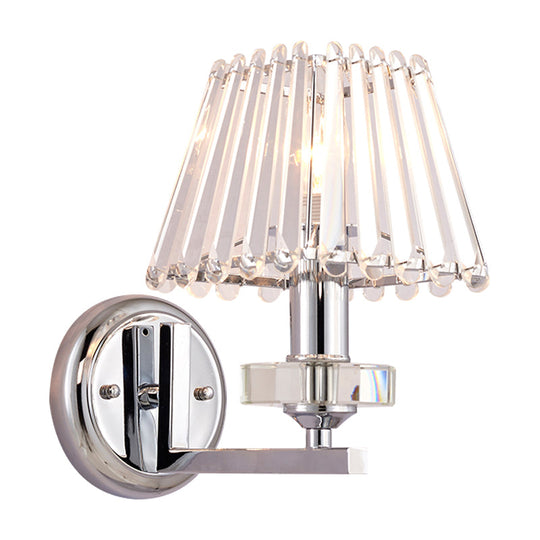 Modern Pyramid Crystal Wall Light With Chrome Finish For Living Room Décor