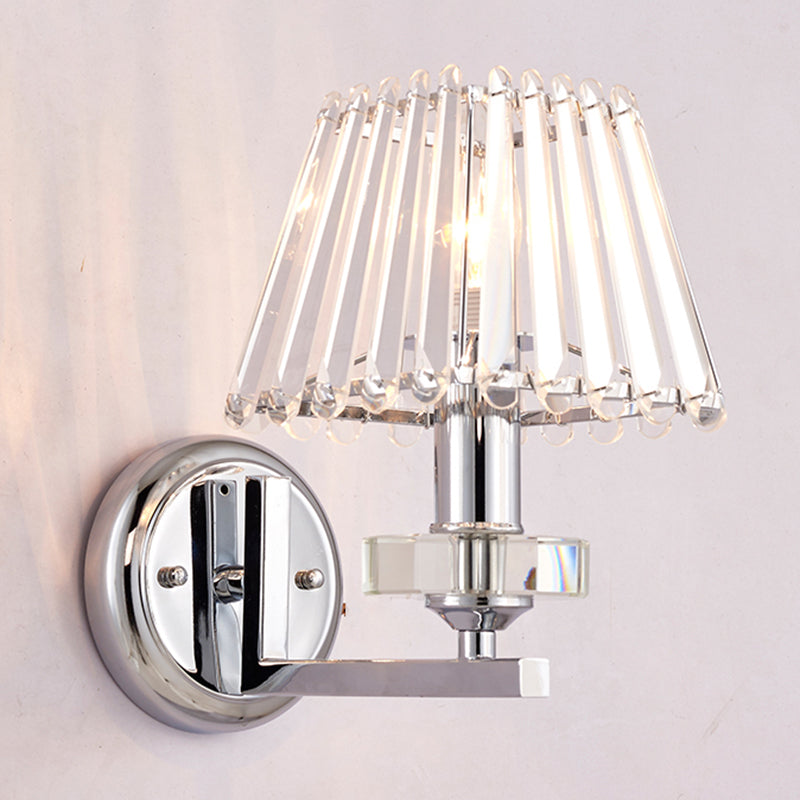 Modern Pyramid Crystal Wall Light With Chrome Finish For Living Room Décor