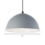 Cafe Store Ridged Domed Pendant Light - Aluminum 12/16 1 Nordic Style Suspension Lamp