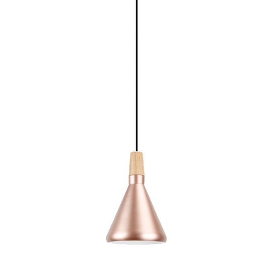 Modern Rose Gold Pyramid Pendant Lamp - Aluminum Hanging Light For Study Room