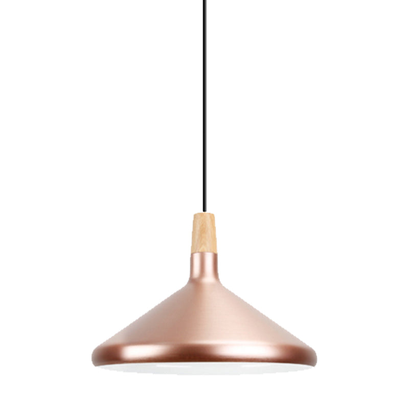 Modern Rose Gold Pyramid Pendant Lamp For Study Room