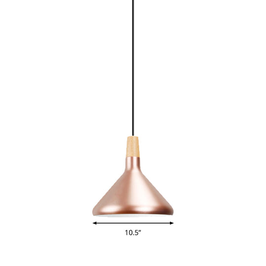 Modern Rose Gold Pyramid Pendant Lamp - Aluminum Hanging Light For Study Room