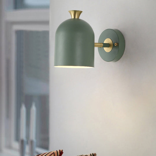 Nordic Stylish Sconce Light: Cup Shade Dining Room Wall Lamp With Macaron Color - Metal 1 Bulb Green