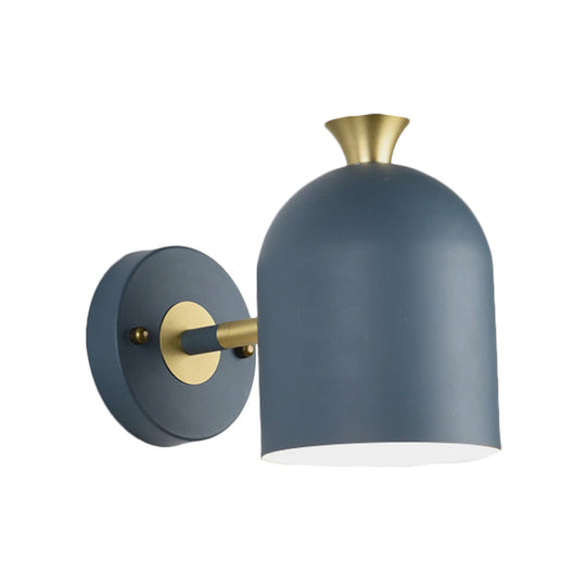 Nordic Stylish Sconce Light: Cup Shade Dining Room Wall Lamp With Macaron Color - Metal 1 Bulb