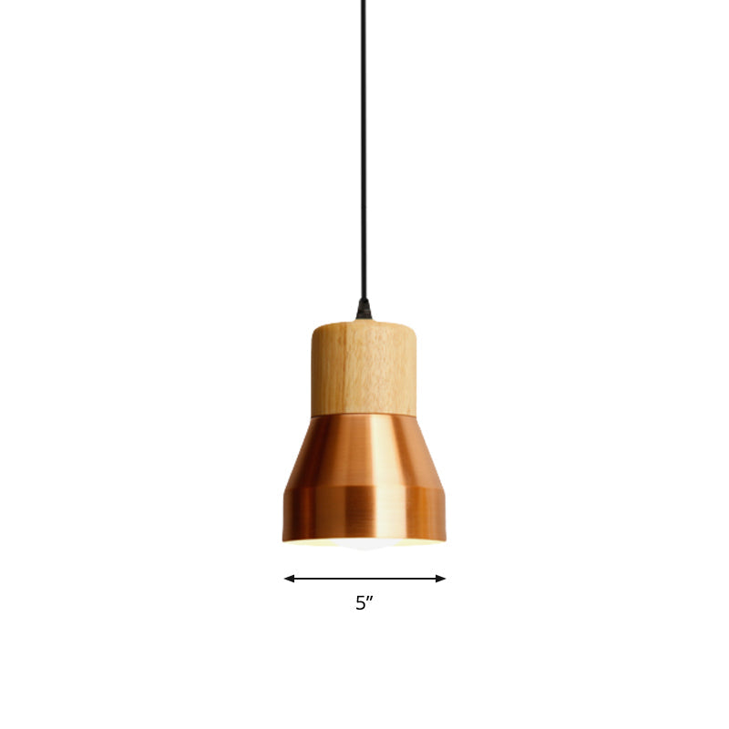 Modern Torch-Shaped Wood And Metal Pendant Light For Hotels