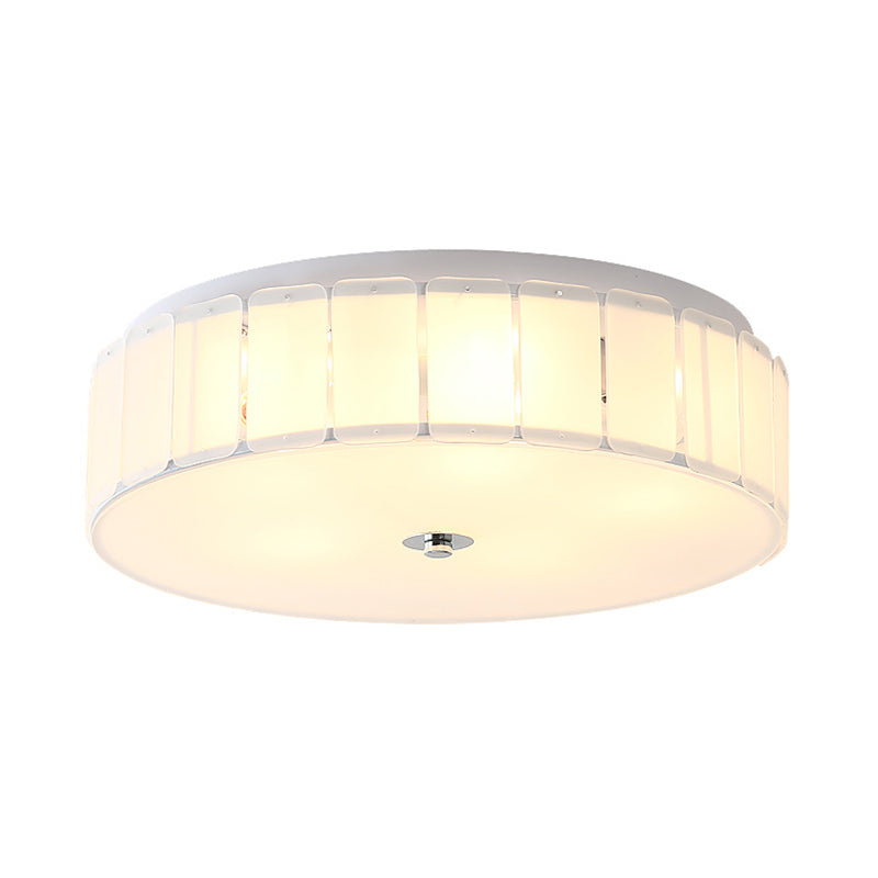Modern Multi - Light Drum Bedroom Flush Mount Lamp With White Glass