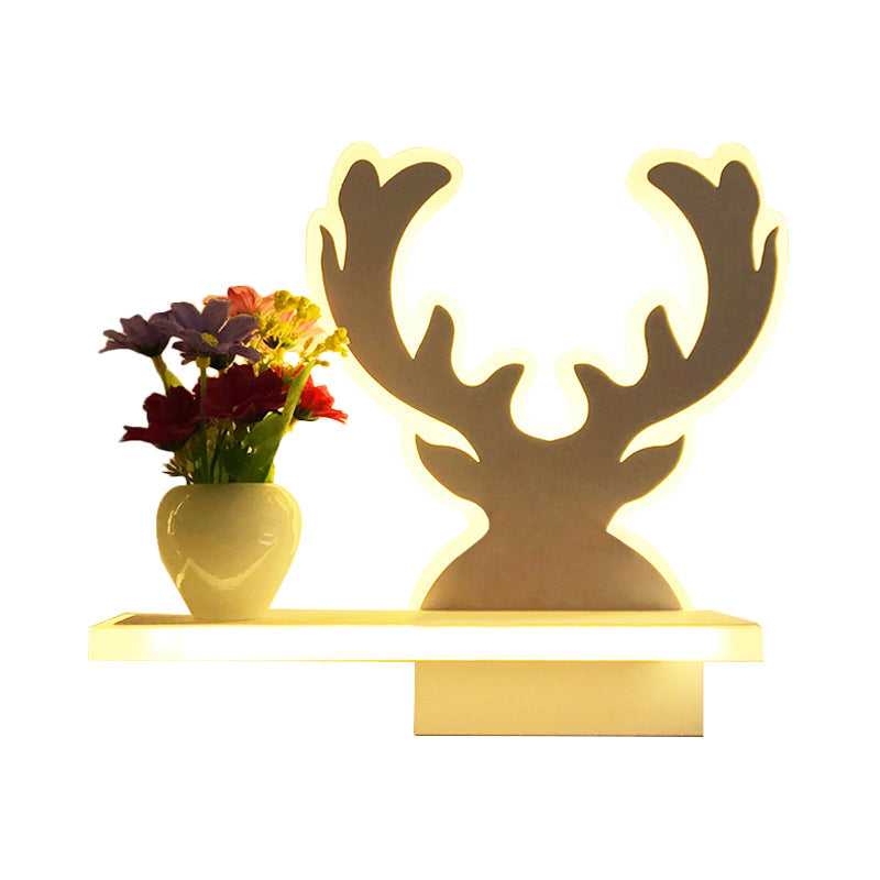 Contemporary White Wall Light With Shelf For Adult Child Bedroom