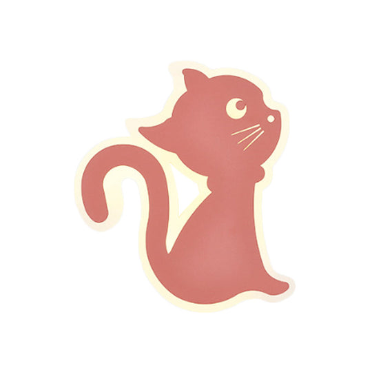Sleek Metal Kitten Wall Light - Vibrant Macaron Colors For Bedroom Or Kindergarten