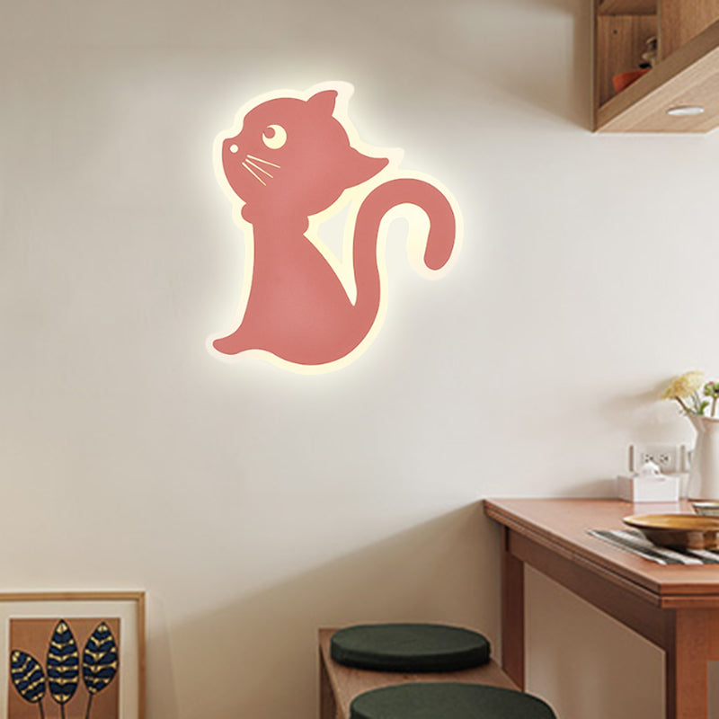 Sleek Metal Kitten Wall Light - Vibrant Macaron Colors For Bedroom Or Kindergarten Pink / Right