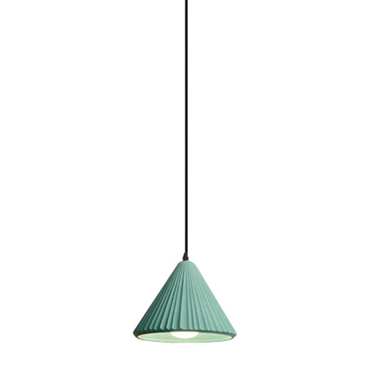 Modern Cement Cone Pendant Lamp For Office Kitchen - One Light Fluted Ceiling
