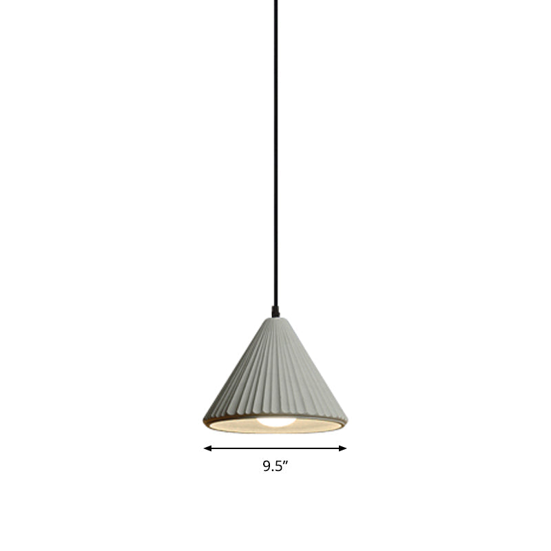 Modern Cement Cone Pendant Lamp For Office Kitchen - One Light Fluted Ceiling