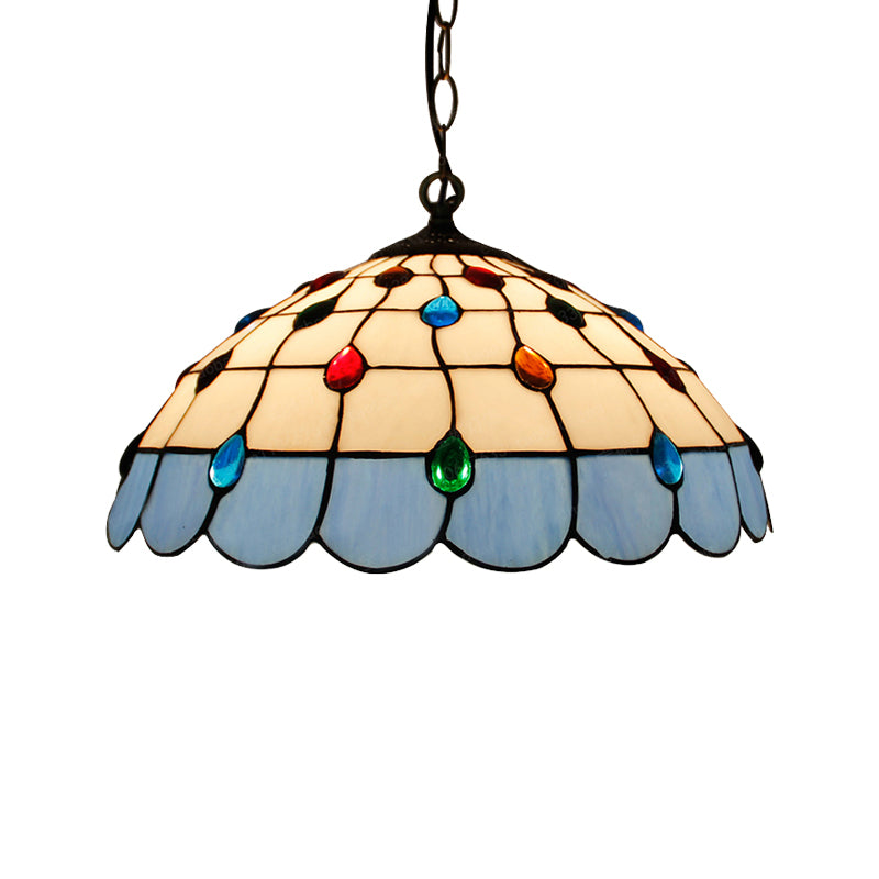 Hand Rolled Art Glass Ceiling Light - Tiffany Pink/Light Blue/Green Pendant For Bedroom
