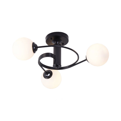 Sleek Metal Semi Flush Ceiling Light - 3/5 Modern Spiral Design In Black/Gold For Living Room
