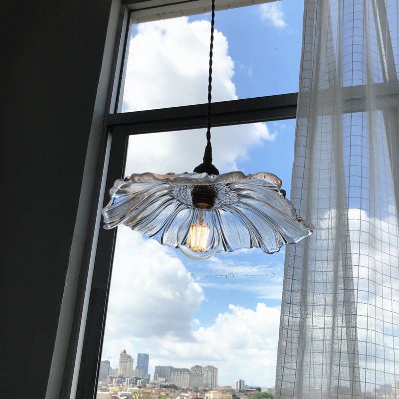 Lotus Leaf Pendant Light: Modern Style Transparent Glass Ideal For Balcony Clear