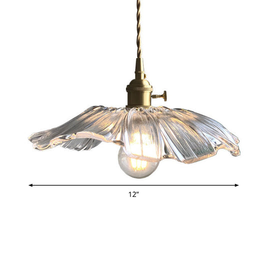 Lotus Leaf Pendant Light: Modern Style Transparent Glass Ideal For Balcony