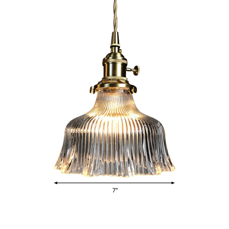 Fluted Glass Pendant Light With Brass Lamp Socket - Contemporary Kitchen Lighting

This Revised
