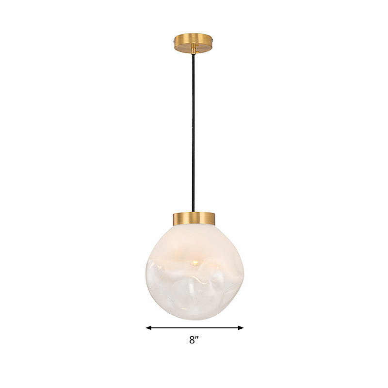 White Glass Pendant Light With Irregular Shape - Modern Kitchen Dining Room Suspension Lamp