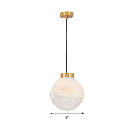 White Glass Pendant Light With Irregular Shape - Modern Kitchen Dining Room Suspension Lamp