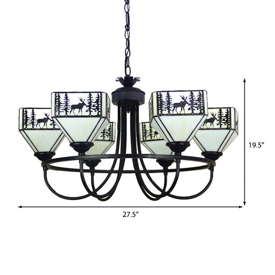 Modern Black Deer Chandelier: American Style Hanging Light With Glass — Ideal For Living Room