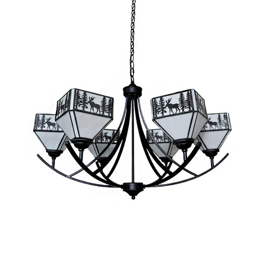 Modern Black Deer Chandelier: American Style Hanging Light With Glass — Ideal For Living Room