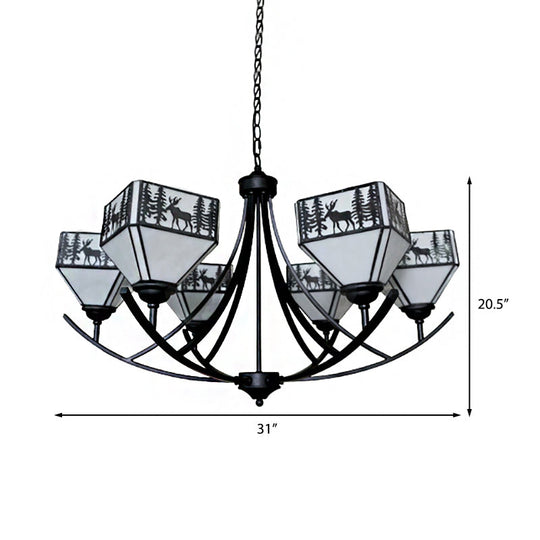 Modern Black Deer Chandelier: American Style Hanging Light With Glass — Ideal For Living Room