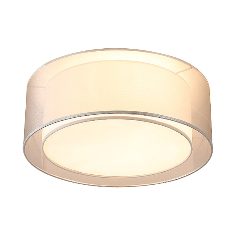 Modernist 4-Light Fabric Flush Mount For Bedroom - 18’/19.5’ Wide Drum Silver/Coffee Light Fixture