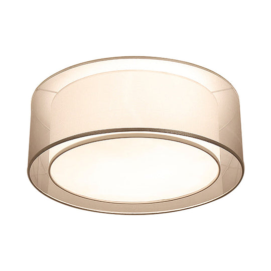 Modernist 4-Light Fabric Flush Mount For Bedroom - 18’/19.5’ Wide Drum Silver/Coffee Light Fixture