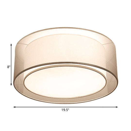 Modernist 4-Light Fabric Flush Mount For Bedroom - 18’/19.5’ Wide Drum Silver/Coffee Light Fixture