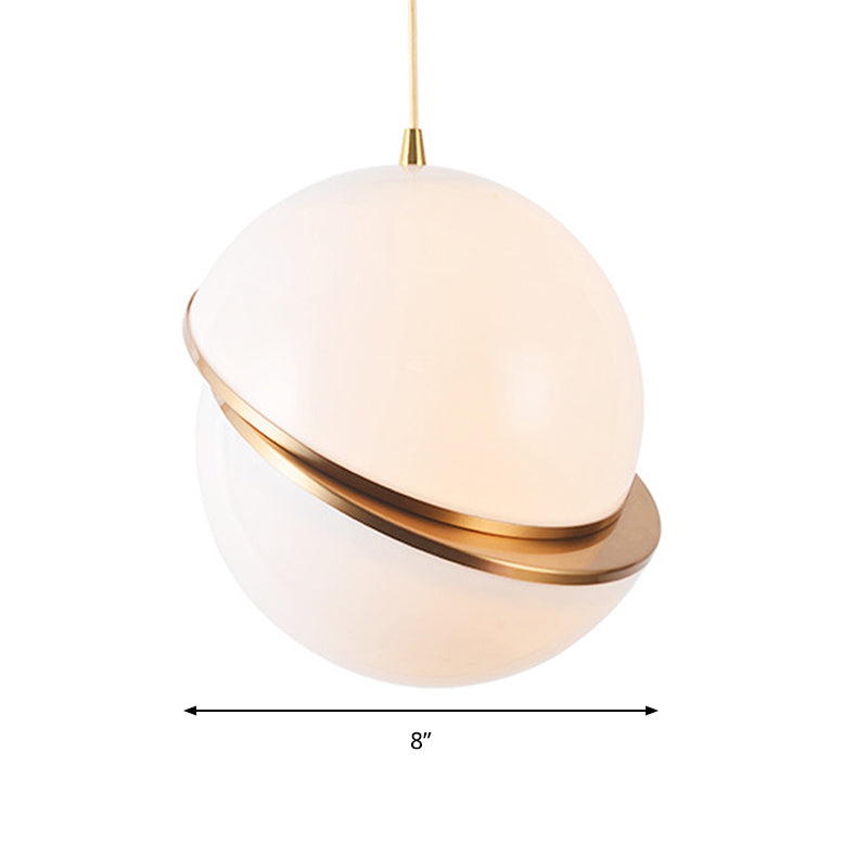 Contemporary Frosted Glass Pendant Lamp - White 2-Hemisphere Design 1 Bulb Perfect For Restaurants