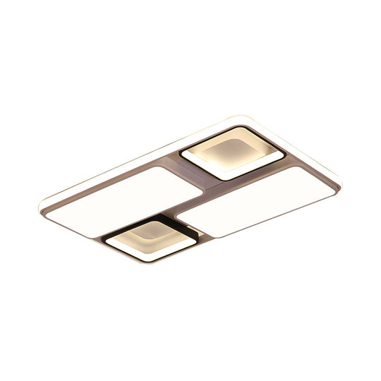 Modern Led Flush Mount Lamp: Black And White Square/Rectangle 19.5/45 Wide Acrylic Light Fixture In