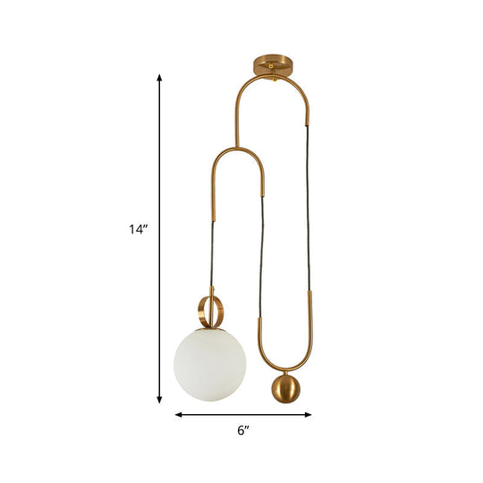 Gold Hanging Light Globe Pendant Lamp - Modern Opal Glass Shade For Living Room