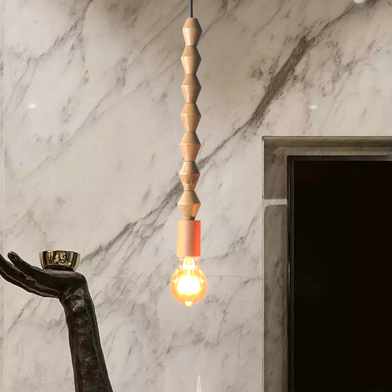 Japanese Style Wooden Deco Pendant Light In Beige For Kitchen