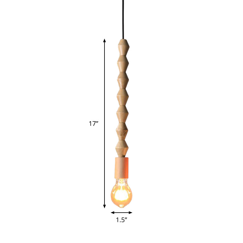 Japanese Style Wooden Deco Pendant Light In Beige For Kitchen