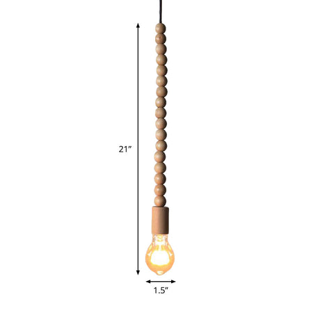 Japanese Style Wooden Deco Pendant Light In Beige For Kitchen