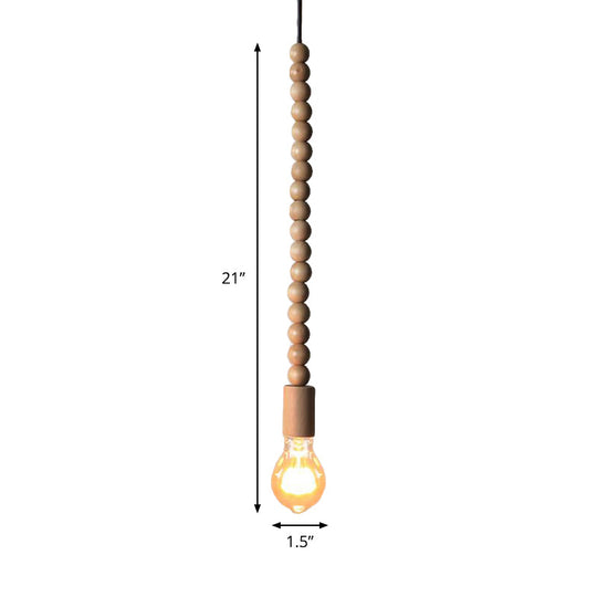 Japanese Style Wooden Deco Pendant Light In Beige For Kitchen