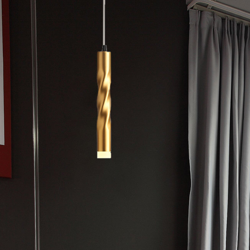 Contemporary Rope Shape Mini Pendant Lamp - Modern Metal Design With Gold Finish For Stair Kitchen