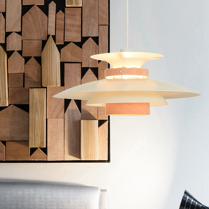 Metal Ufo Pendant Light With Adjustable Cord - Creative One-Light Design Shop Bookstore Wood