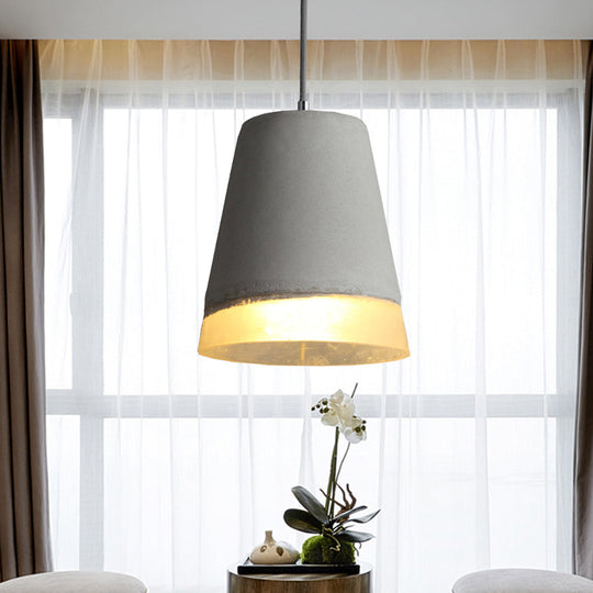 Modern Gray Cement Empire Shade Pendant Lighting For Dining Room - Simple 1-Light Hanging Lamp