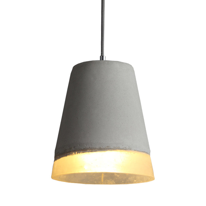 Gray Cement Empire Shade Pendant: Modern Hanging Lamp For Dining Room With 1 Light