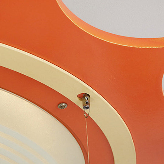 Modern Orange Sun Ceiling Light With Plane Acrylic Flush For Kids’ Bedroom